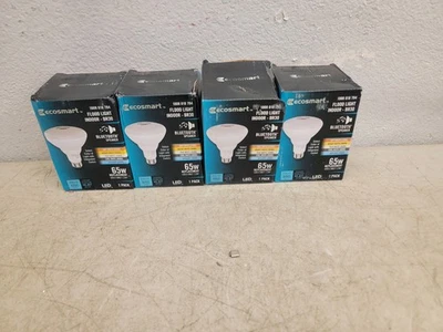 (4) EcoSmart Bluetooth Speaker LED Light Bulb Adjustable White Dimmable BR30 65W - Image 1 of 4