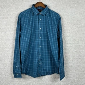 Untuckit Shirt Mens XXL Blue Plaid Seastone Wrinkle Free Slim Cotton Button Down - Picture 1 of 14