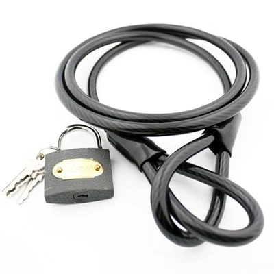 47" 4 FT 8mm Bicycle Bike Cable Chain Cycling Security Wire w/ 40mm Key Lock - Image 1 of 2