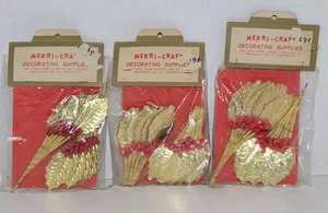 Lot Of 3 Vintage Merri-Craft Decorating Supplies Christmas Gold Leaves Crafting - Picture 1 of 9