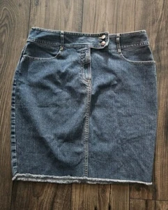 TARA Jeans Blue Denim Casual Skirt Knee Length Size 10 Adjustable Waist Button - Picture 1 of 12