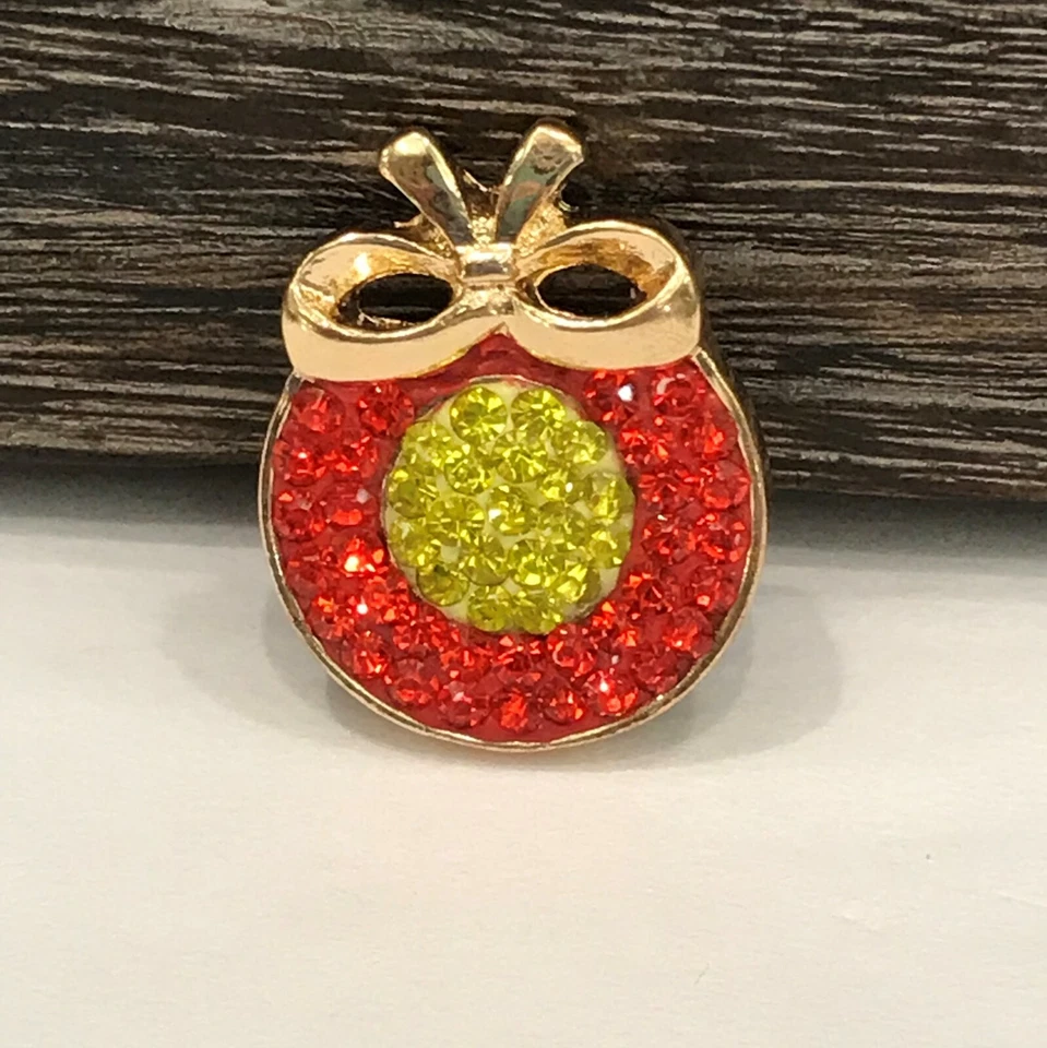 Cuentas a presión de 18 mm - Corona de metal dorado con cristales de oro rojo y amarillo - Navidad Foto 1 de 1