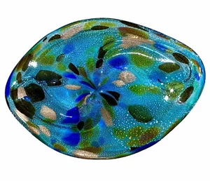 Bandeja central grande vintage Murano Aqua Murrine con plata y vidrio bronce - Imagen 1 de 9