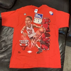 New With Tags 90s Chicago Bulls Scottie Pippen NBA Big Head Pro Player Tee -L - Picture 1 of 10