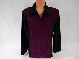 Vintage Briggs Jacket Womens Petite Large Black Purple Faux Suede  L/S Full Zip  - Picture 1 of 10