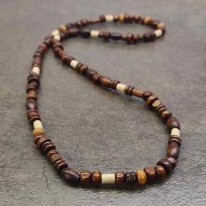 Wood Bead Necklace Men Women Tribal Surfer Prayer Boho Yoga Meditation Buddhist - Picture 1 of 3