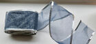 See Through Ribbon Wired Edge 2 1/4 in-5 yds Blue /Silver Sparkle-New Open Box