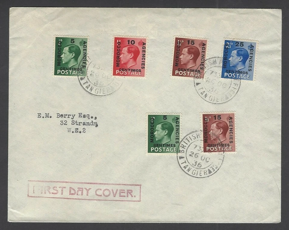 Morocco Agencies KEdVII French & Spanish currency issues on FDC - Image 1 of 1