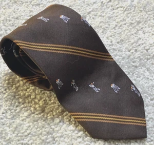 VTG JC Penny Tie Brown Diagonal Striped Mini Golfers Grandpacore Old Money - Picture 1 of 8