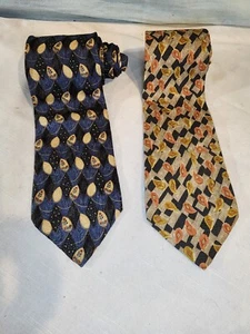 ERMENGILDO ZEGNA Neckties, Set of 2, Blue & Tan Colors Made in Italy, BOTH NICE! - Picture 1 of 18