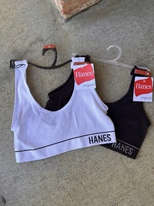 hanes sports bras medium Two Pack White And Black NWT - Picture 1 of 4
