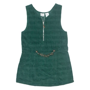 Vintage IN DESIGN Girls A-Line Dress Green Corduroy 90s Sleeveless Short 14Y - Picture 1 of 6