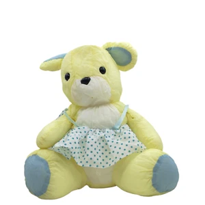 Vintage Hase Ballonseide Kuscheltier zum Knautschen gelb blau Bunny ca. 30cm - Bild 1 von 10