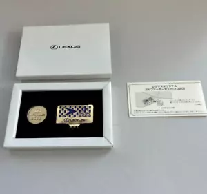 LEXUS Golf Marker and Cap Wearing Clip Set 2020 Color Gold with Box JAPAN NEW - Picture 1 of 12