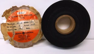 GE Black Cambric  Varnished Cotton Electrical Non-Adhesive Tape 1  1/2" x 108' - Picture 1 of 5