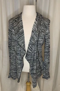 It Works! Global Women’s Zip Up Cardigan Black Grey Bling Logo Spell Out Size L - Picture 1 of 7