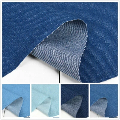 100% Cotton Denim Fabric Jeans Washing Cloth Pants Shirt Sewing DIY Material - Image 1 of 4