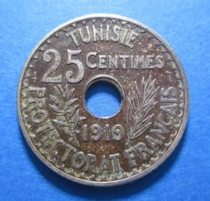 Túnez 25 céntimos 1919 km 244 #1097# - Imagen 1 de 2