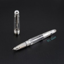2018 Model Wing Sung 618 Transparent Piston Fountain Pen Silver Clip Fine Nib  
