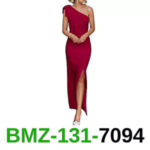 PRETTYGARDEN Women's Summer One Shoulder Long Formal Dresses Sleeveless Ruched,L - Picture 1 of 5