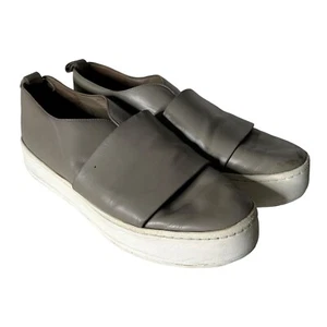 Vince Women's Platform Sneakers Size 9 Wallace Leather Gray Slip On Shoes - Picture 1 of 16