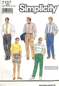 1990's Simplicity Men's Pants,Shorts Pattern 7137 Size 36-44 UNCUT - Picture 1 of 2
