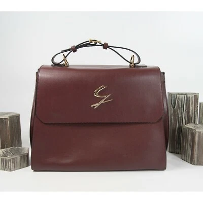 Gattinoni Vintage weinrot italienisches Leder Klappe Schulter Umhängetasche Aktentasche Tasche gebraucht, in einwandfreiem Zustand - Bild 1 von 4