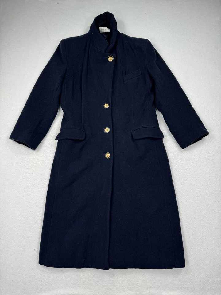 Vintage Casual Corner Women's Long Wool Overcoat Size M Navy Ukraine Made - Image 1 of 4
