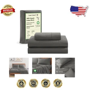 Juego de cama duradero de 3 piezas orgánico doble XL con sábana ajustable de bolsillo profundo - Imagen 1 de 11