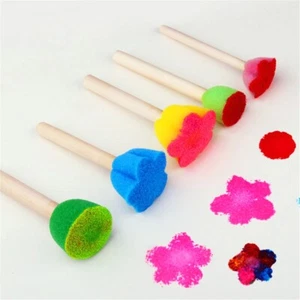 Kids Toddler Sponge Stamp Brush Flowers , Animals Drawing For Children Paint Art - Picture 1 of 7