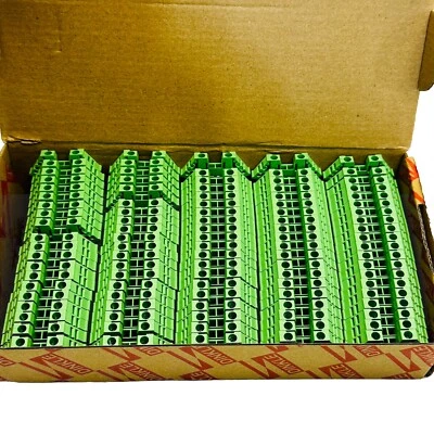 (BOX OF 100) DIN RAIL TERMINAL BLOCKS DK2.5N-GN GREEN DINKLE 12AWG 20A 600V - Image 1 of 4