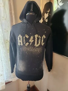 Sudadera con Capucha Negra Salpicaduras Estampado Leopardo AC/DC Talla Mujer XS - Imagen 1 de 2