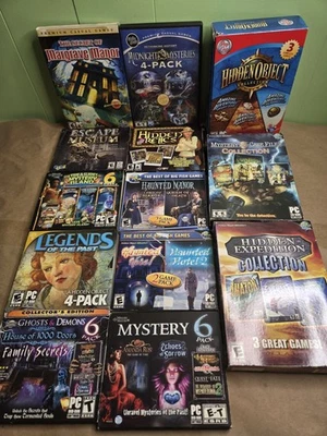 PC Hidden Object Game Lot Of 13 (44 Unique Games) Mystery Puzzle Adventure VGC - Image 1 of 4
