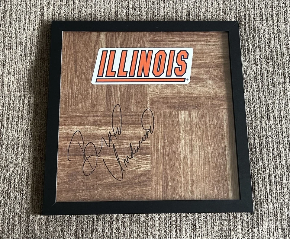 COACH BRAD UNDERWOOD SIGNED FRAMED AUTOGRAPH ILLINOIS BASKETBALL FLOORBOARD COA - Image 1 of 1