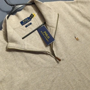 Polo Ralph Lauren 1/4 Zip Pullover Men's 2XB Tan Estate Rib Flesh Pony Preppy - Picture 1 of 11