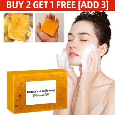 MARKENLOS Aufhellung Kurkuma Gesichts seife Handgemachte Seife for Hautpflege Brightening~