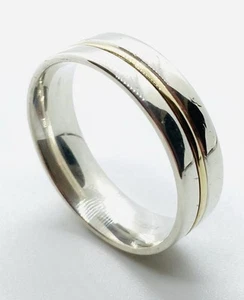 9 kt GELBGOLD UND SILBER BAND PUNZE 375 UND 925 HERREN SCHWER TOP SAUBER - Bild 1 von 9