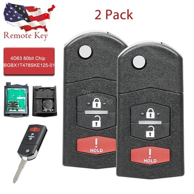 2 para Mazda CX-9 CX-7 2007-2015 2 5 entrada sin llave mando a distancia abatible llavero 3 botones Foto 1 de 4