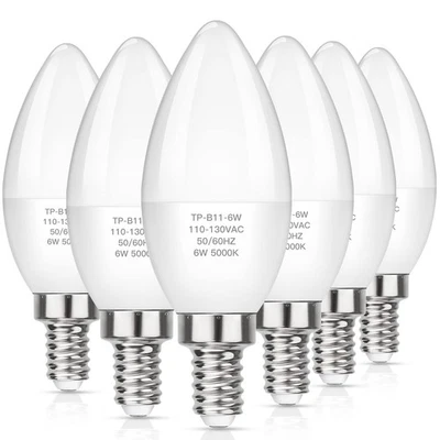 E12 LED Candelabra Light Bulbs 60W Equivalent, Daylight White 5000K 600 Lumen... - Image 1 of 4