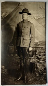 RPPC Real WW1 Photo Postcard Soldier Doughboy Military Sepia - Picture 1 of 2