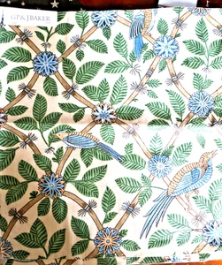 NEW SAMPLE Remnant 17" SQ GP & J Baker 100% Linen Made UK Bamboo  Aqua Teal - Picture 1 of 4