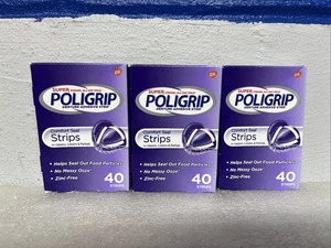 Super Poligrip Comfort Seal Denture Adhesive Strips 40 Count Lot Of 3 09/27 New - Picture 1 of 3