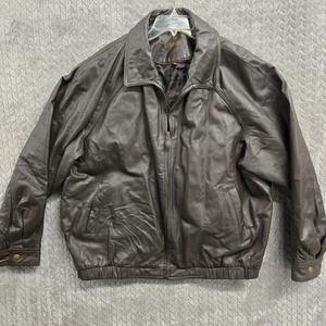 St. John's Bay Herren Braun Lederjacke Bomber Full Zip XXL Extra Extra Large - Bild 1 von 13