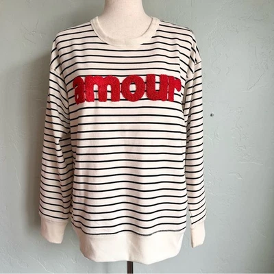 Workshop Republic Clothing Mujer Amour Sudadera a Rayas Top Talla Mediana Nueva con Etiquetas - Imagen 1 de 4