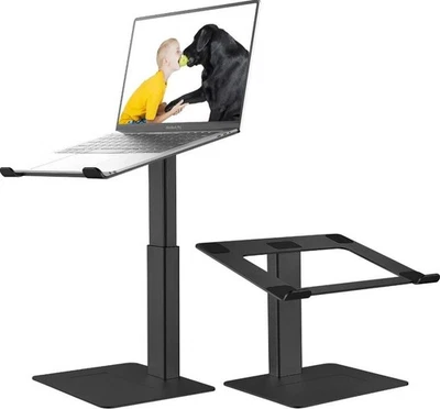 Soporte para portátil de 7"-15" para elevador de aluminio de altura ajustable para escritorio, negro Foto 1 de 4