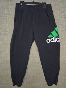 Adidas Mens Sweatpants XL Black Pull on Stretch Waist Logo - Picture 1 of 12