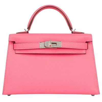 Bolso de Mano Hermes Mini Kelly Rosa Azalea Epsom Cuero con Herrajes de Paladio Foto 1 de 4