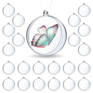 24x Clear Plastic Fillable Ornaments for Hanging Decoration DIY Art Crafts 3.15" - Picture 1 of 7