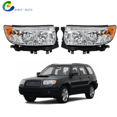 LH+RH Side Headlights Assembly For Subaru Forester 2006 2007 2008 Pair Clear - Image 1 of 4