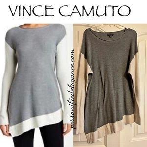 Suéter asimétrico gris/marfil Vince Camuto talla XL - Imagen 1 de 9